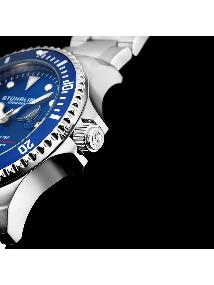 Мужские часы Stuhrling Original Aquadiver Automatic с синим циферблатом M13535 — изображение 7 из 7, оттенок синий