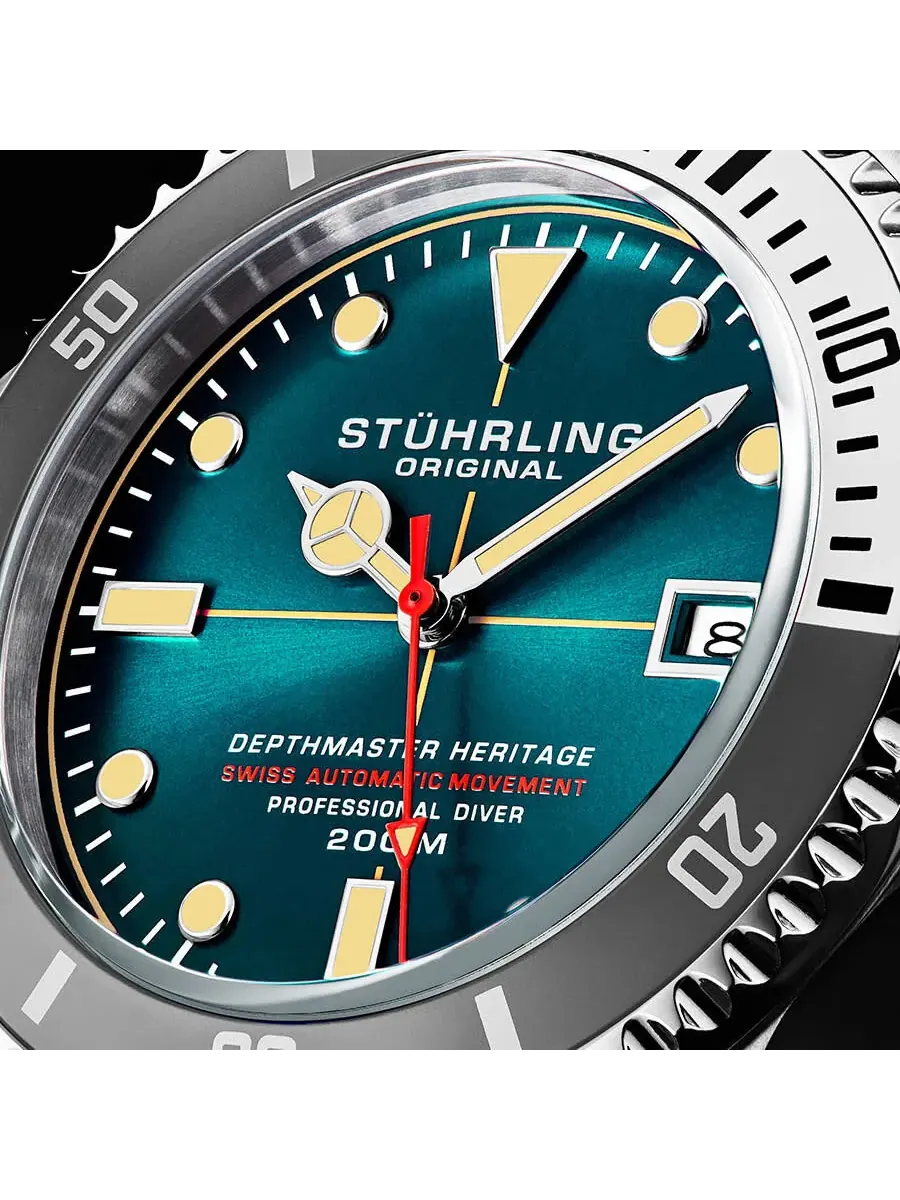 Мужские часы Stuhrling Original Aquadiver Automatic с синим циферблатом M13520 — изображение 4 из 4, оттенок серебряный