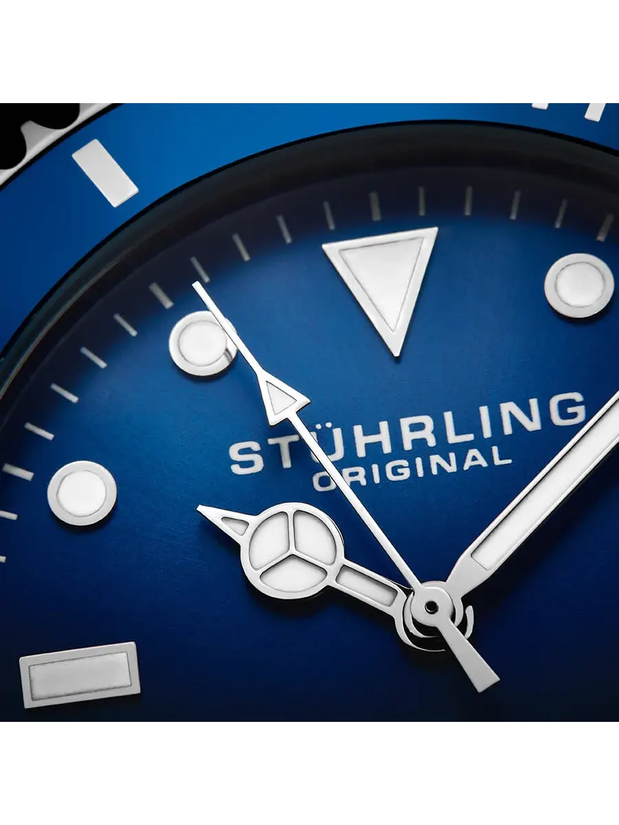 Мужские часы Stuhrling Original Aquadiver Automatic с синим циферблатом M13544 — изображение 6 из 7, оттенок серебряный