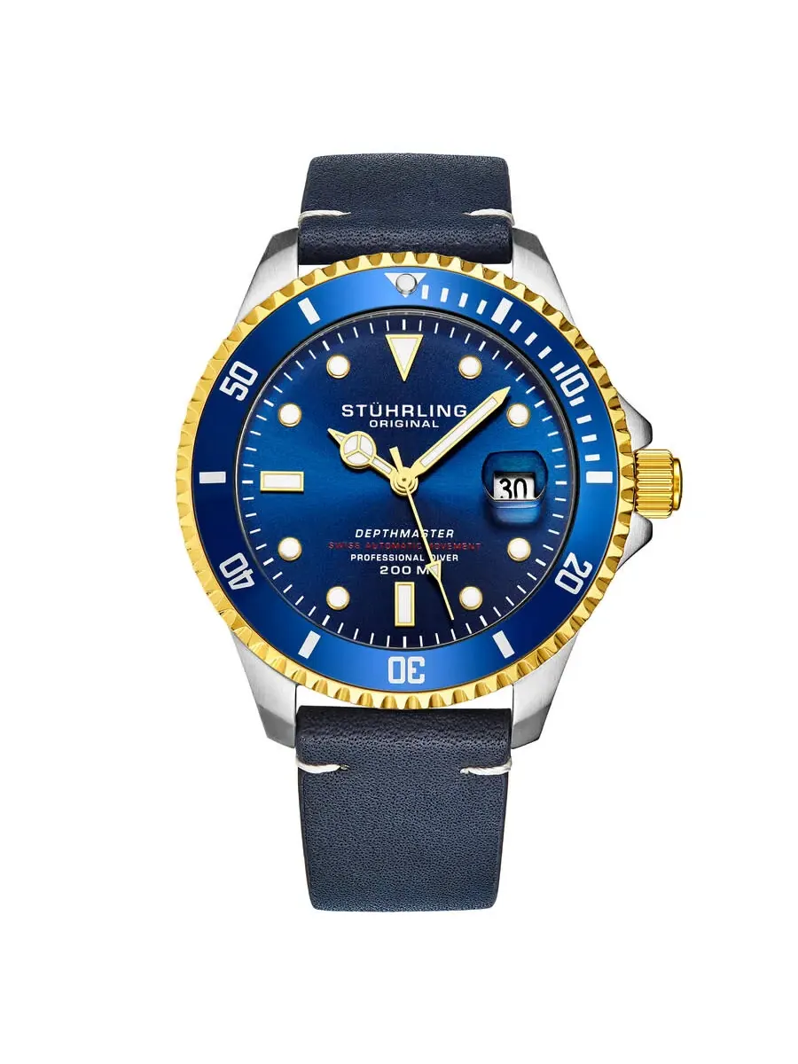 Мужские автоматические часы Stuhrling Original Aquadiver с синим циферблатом, модель M17184