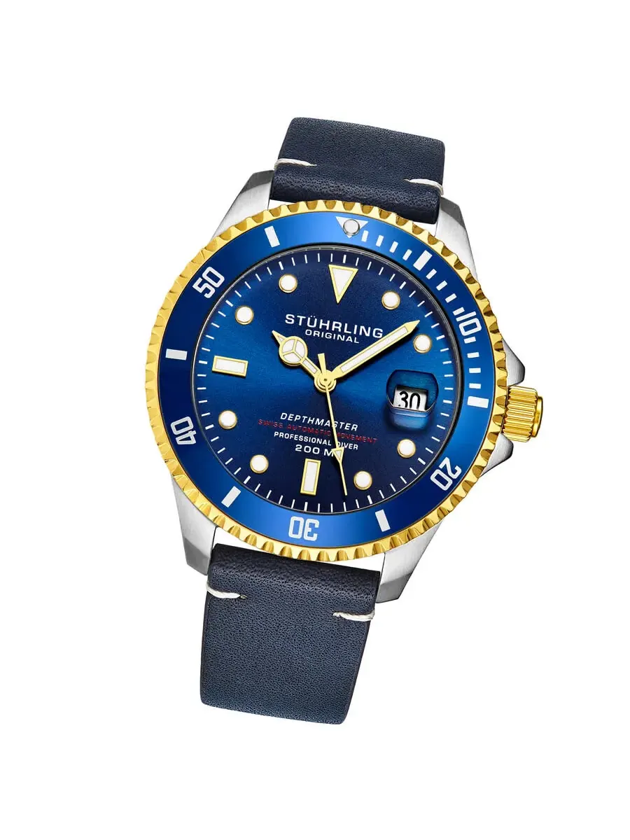 Мужские автоматические часы Stuhrling Original Aquadiver с синим циферблатом, модель M17184 — изображение 2 из 3
