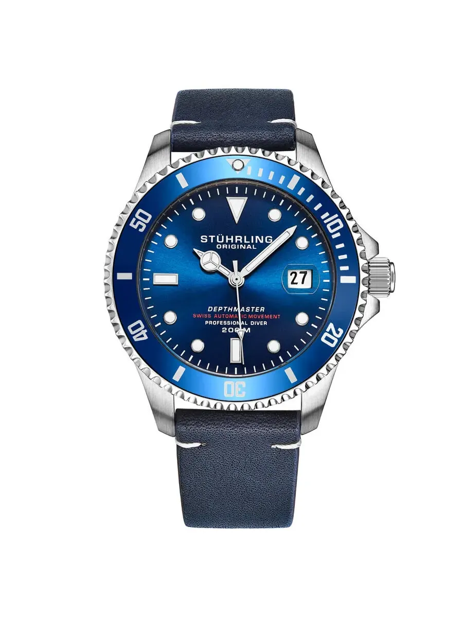Мужские часы Stuhrling Original Aquadiver Automatic с синим циферблатом M17185 — синий