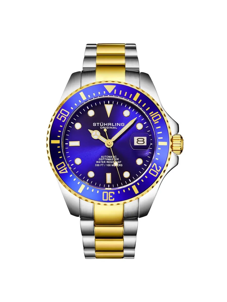 Мужские часы Stuhrling Original Aquadiver Automatic с синим циферблатом M18256 — синий