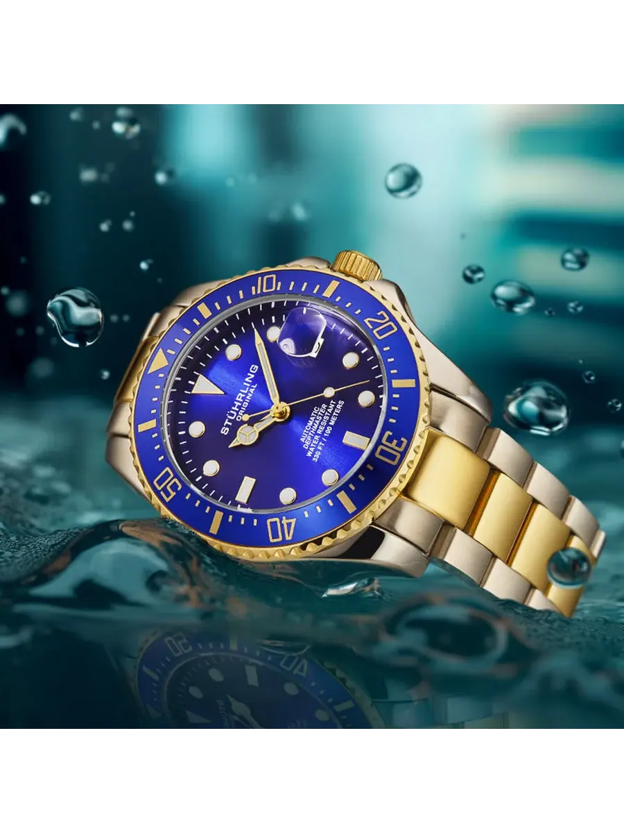 Мужские часы Stuhrling Original Aquadiver Automatic с синим циферблатом M18256 — изображение 5 из 6, оттенок синий