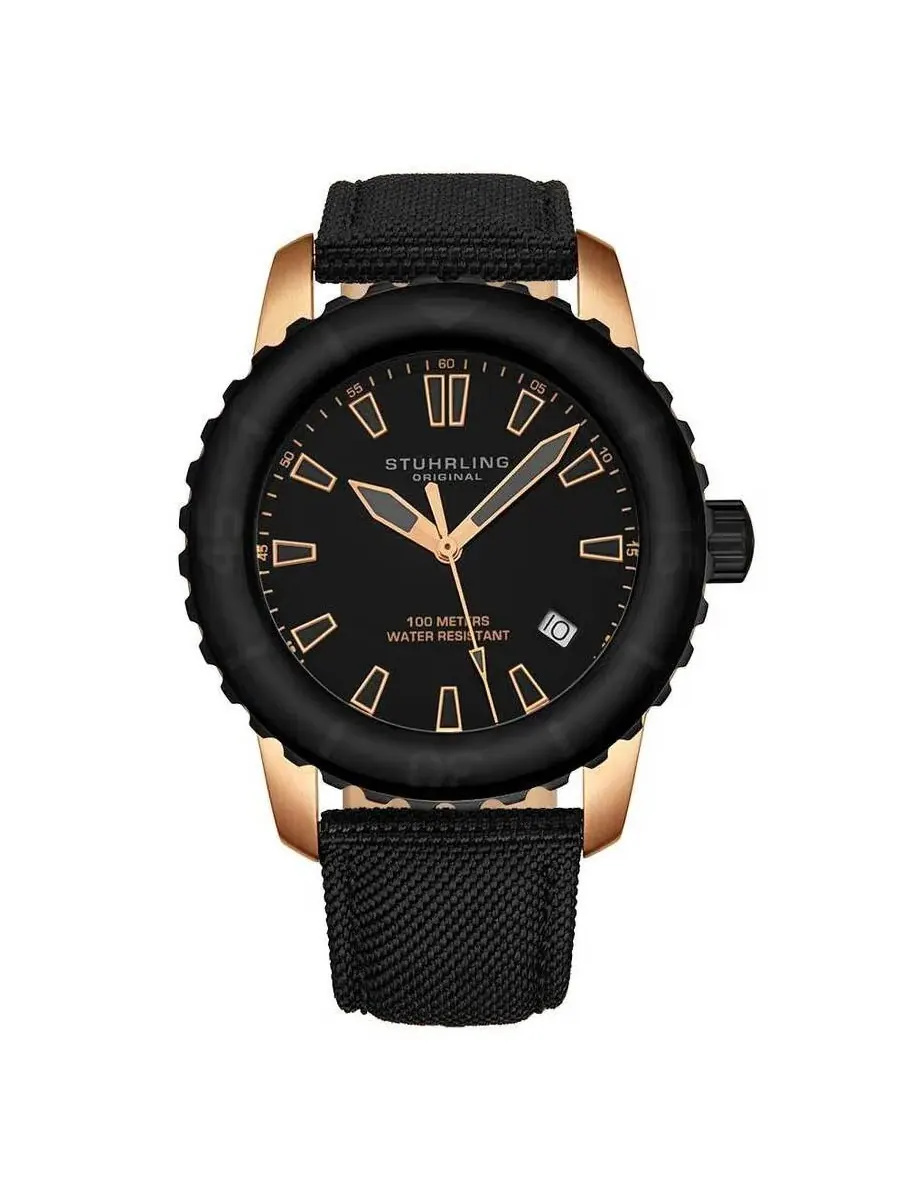 Мужские часы Stuhrling Original Aquadiver с черным циферблатом M15241