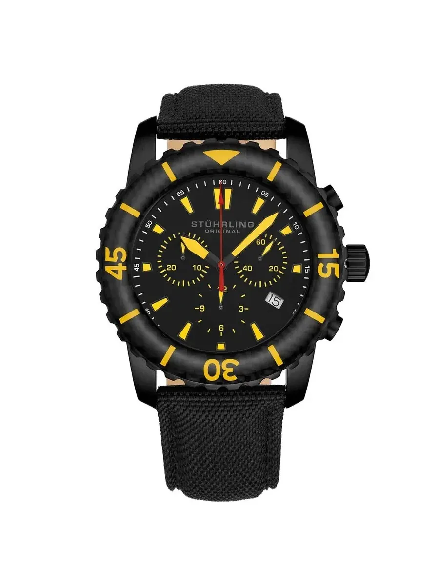 Мужские часы Stuhrling Original Aquadiver с черным циферблатом M15243