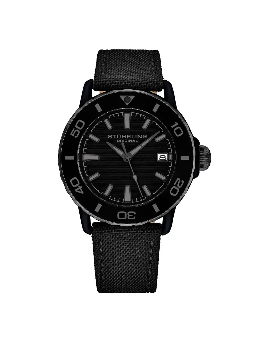 Мужские часы Stuhrling Original Aquadiver Quartz с черным циферблатом M17998