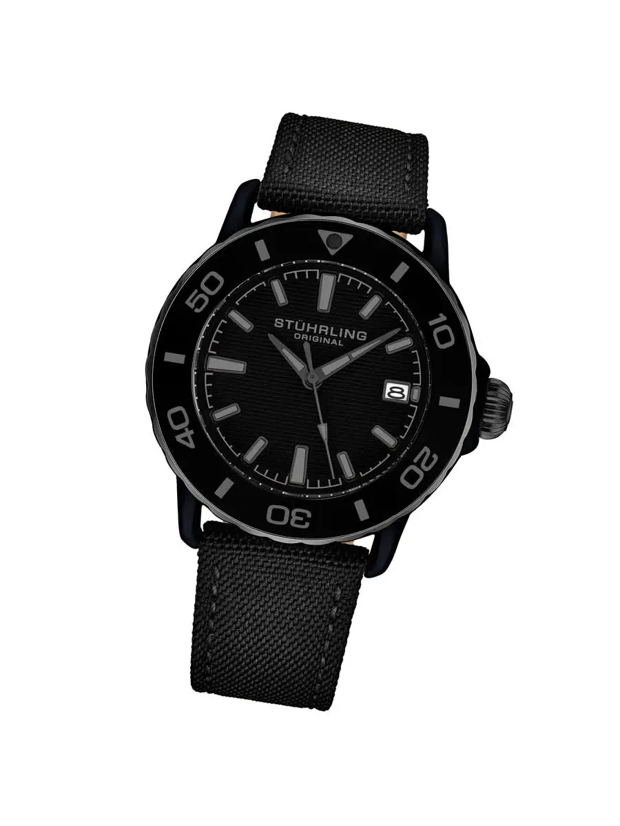 Мужские часы Stuhrling Original Aquadiver Quartz с черным циферблатом M17998 — изображение 2 из 3, оттенок черный