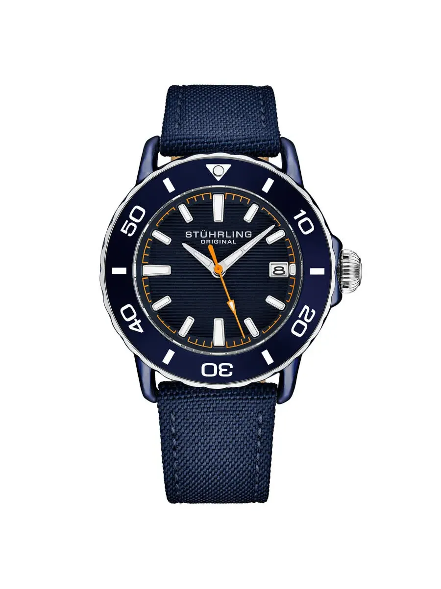 Мужские кварцевые часы Stuhrling Original Aquadiver с синим циферблатом, модель M17999