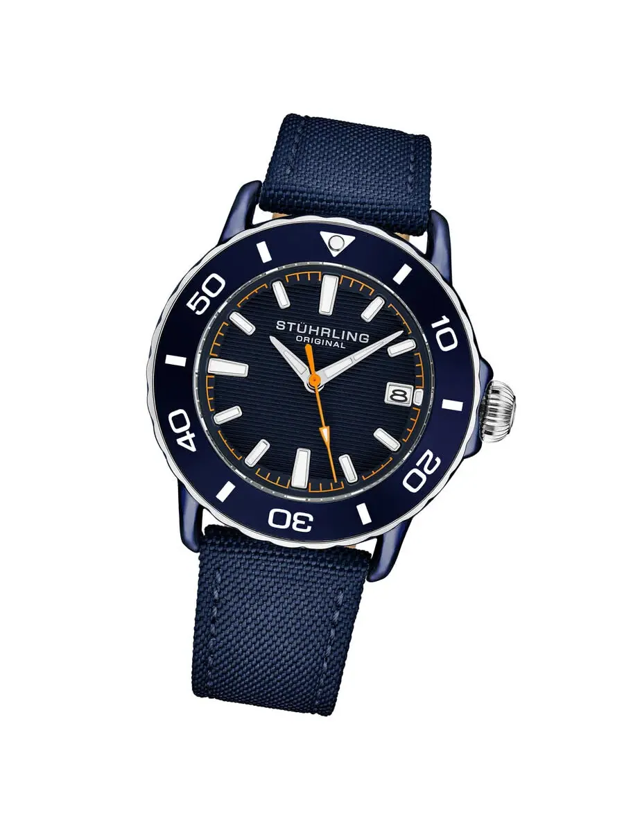 Мужские кварцевые часы Stuhrling Original Aquadiver с синим циферблатом, модель M17999 — изображение 2 из 3, оттенок синий