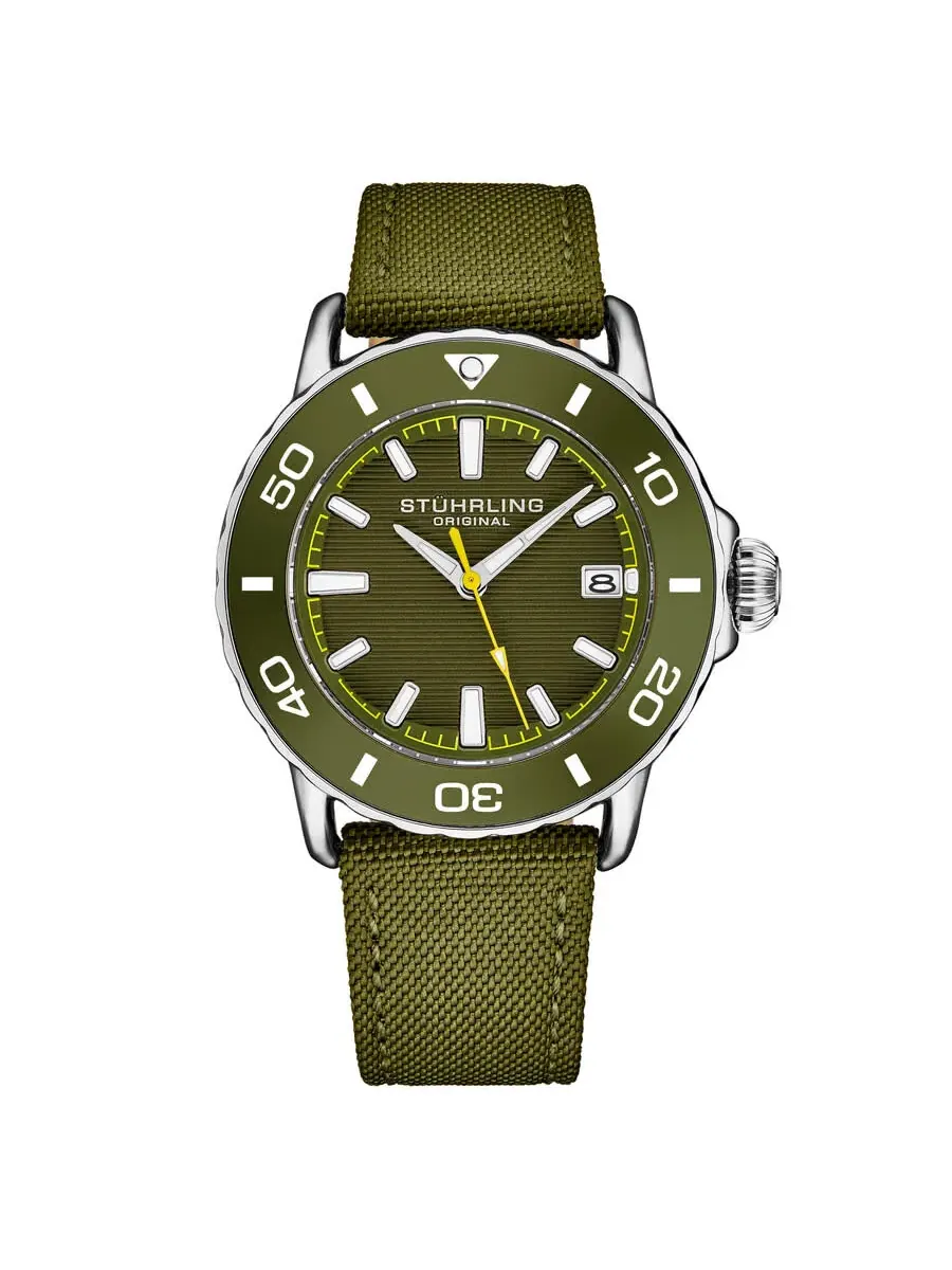 Мужские часы Stuhrling Original Aquadiver Quartz с зеленым циферблатом M17997