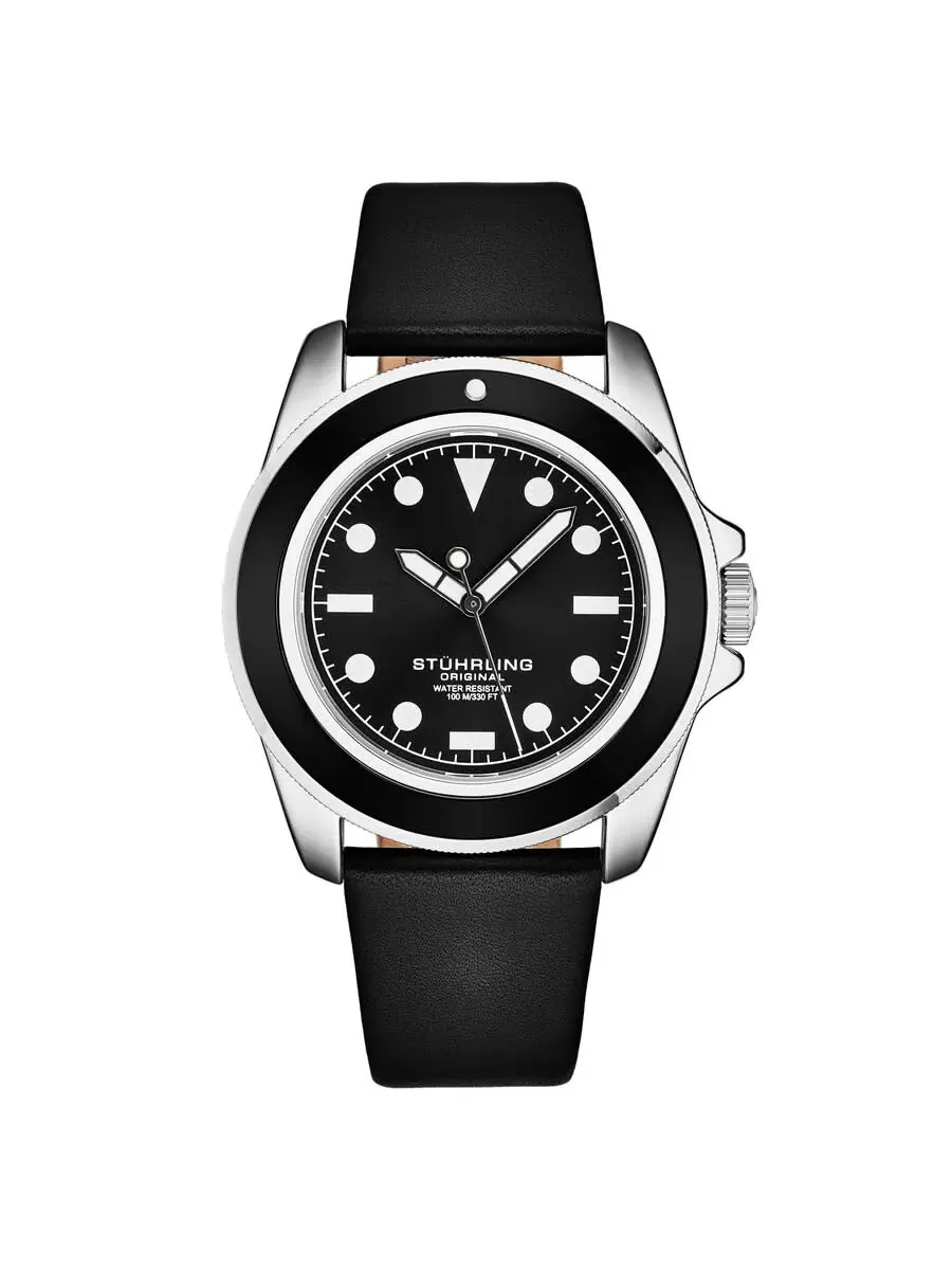 Мужские кварцевые часы Stuhrling Original Aquadiver с черным циферблатом, модель M17203