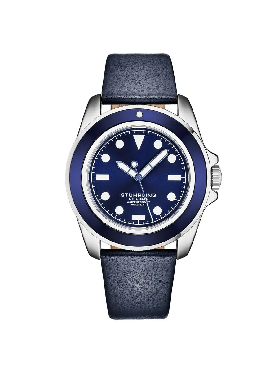 Мужские кварцевые часы Stuhrling Original Aquadiver с синим циферблатом, модель M17202