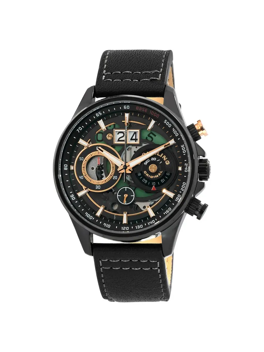 Мужские часы Stuhrling Original Aviator с черным циферблатом M15544