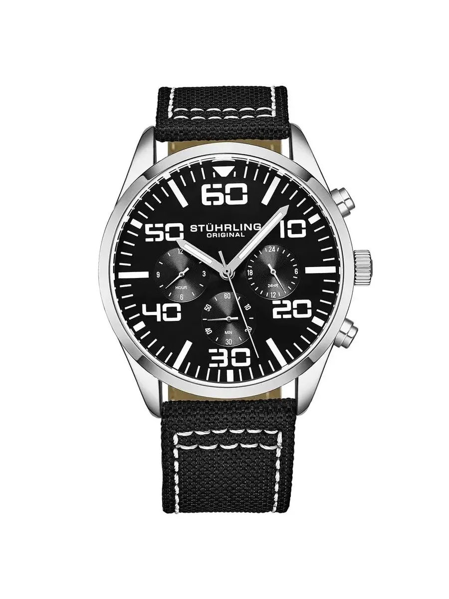 Мужские часы Stuhrling Original Aviator с черным циферблатом M15926