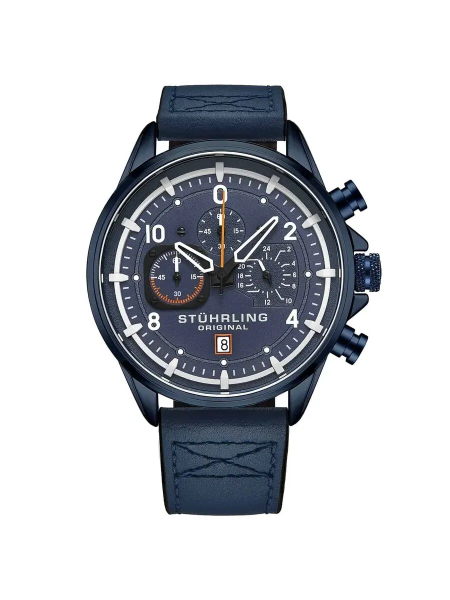 Мужские часы Stuhrling Original Aviator с синим циферблатом M15554