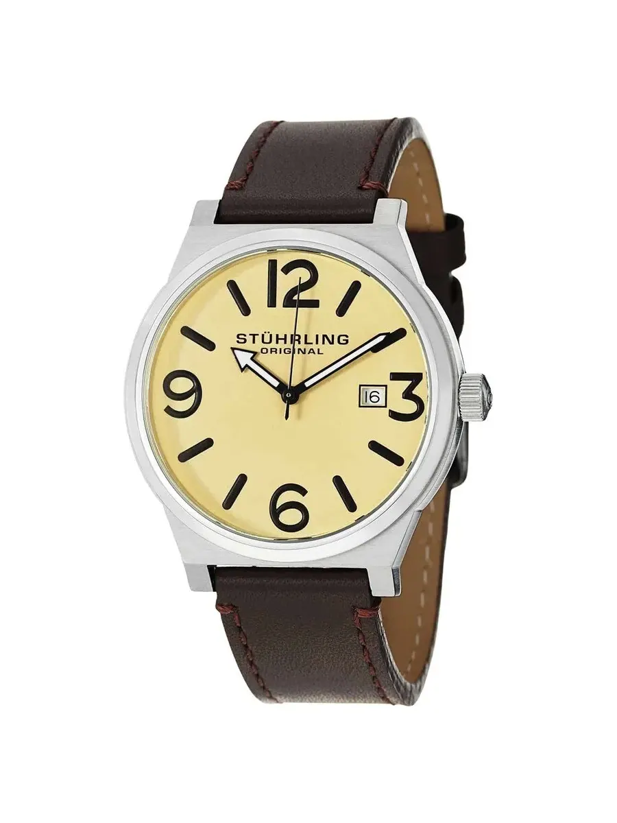Мужские часы Stuhrling Original Aviator с шампаневым циферблатом M15279