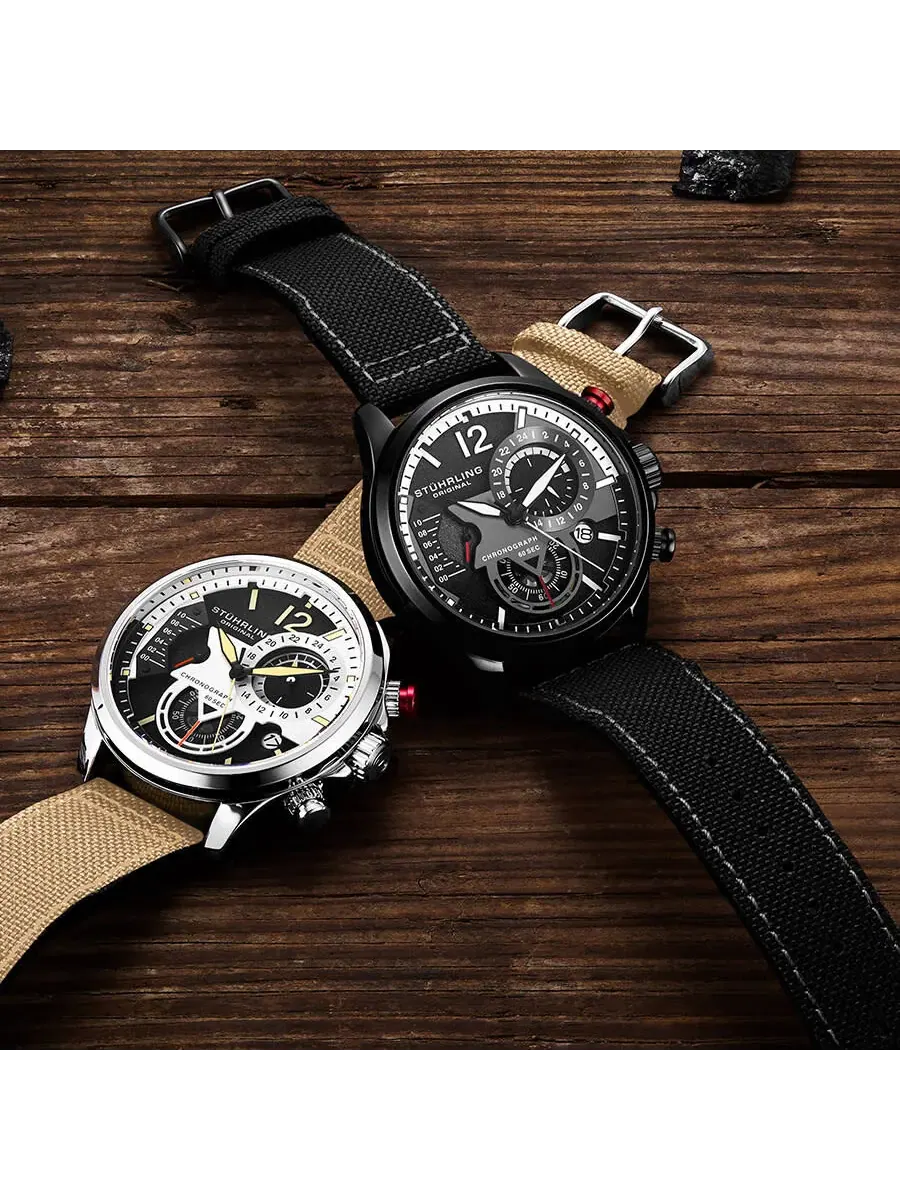 Мужские часы Stuhrling Original Aviator с кварцевым механизмом и синим циферблатом M13587 — изображение 4 из 4