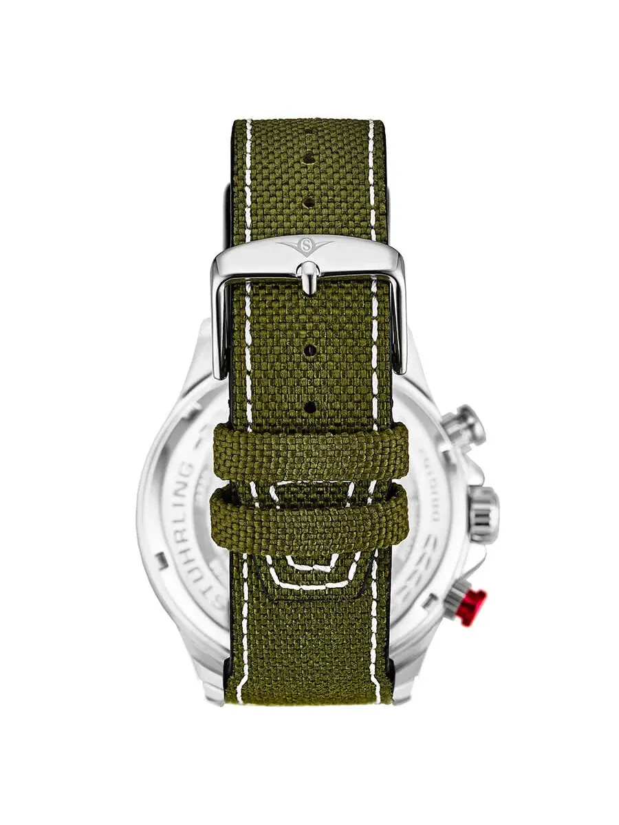 Мужские часы Stuhrling Original Aviator с кварцевым механизмом и зеленым циферблатом M13588 — изображение 2 из 4