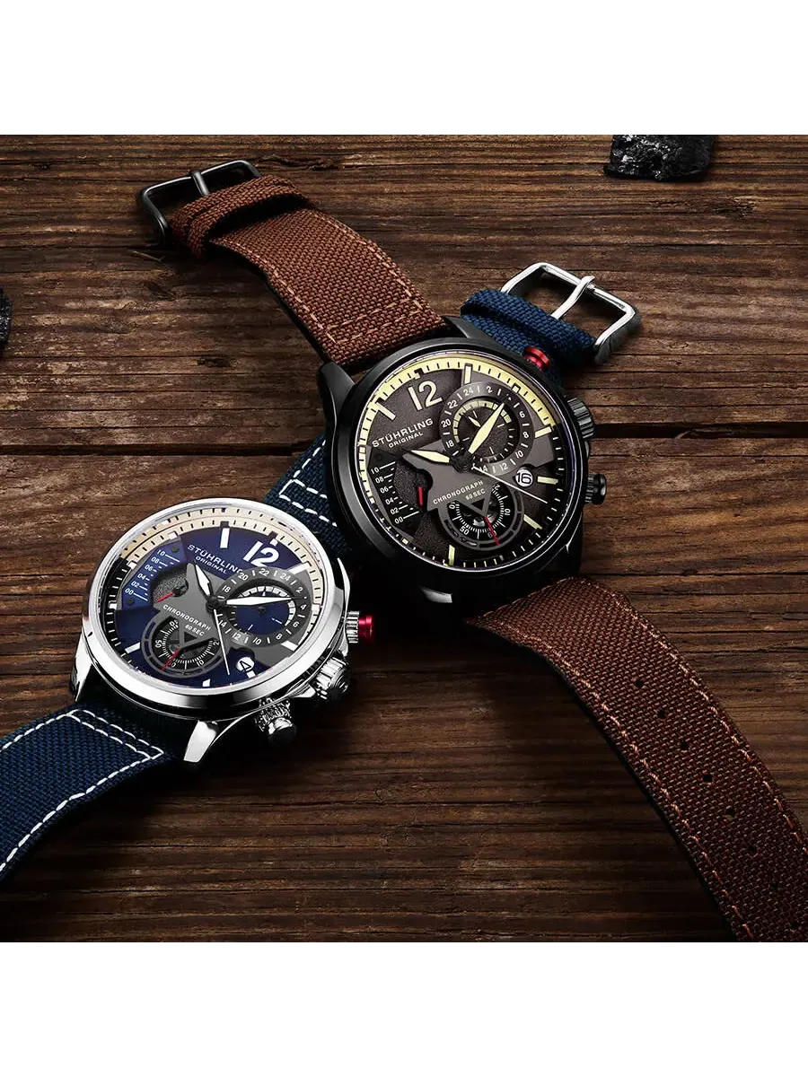 Мужские часы Stuhrling Original Aviator с кварцевым механизмом и зеленым циферблатом M13588 — изображение 4 из 4