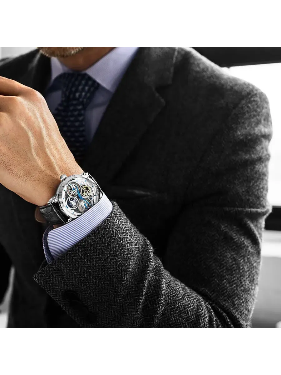 Мужские часы Stuhrling Original Legacy Automatic с серебристым циферблатом M13541 — изображение 6 из 7, оттенок серебряный