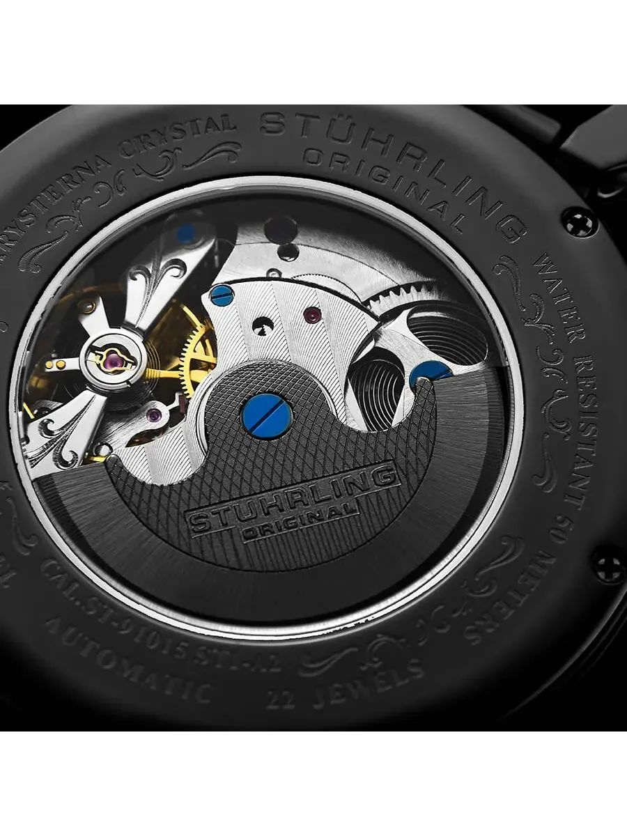 Мужские часы Stuhrling Original Legacy Automatic с серебристым циферблатом M13570 — изображение 3 из 5, оттенок черный