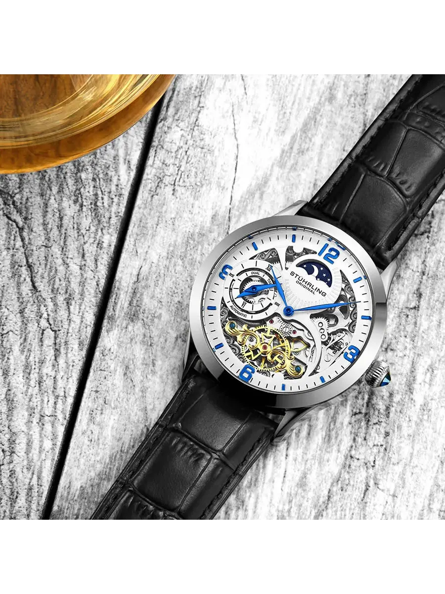 Мужские часы Stuhrling Original Legacy Automatic с белым циферблатом M13602 — изображение 3 из 4, оттенок серебряный