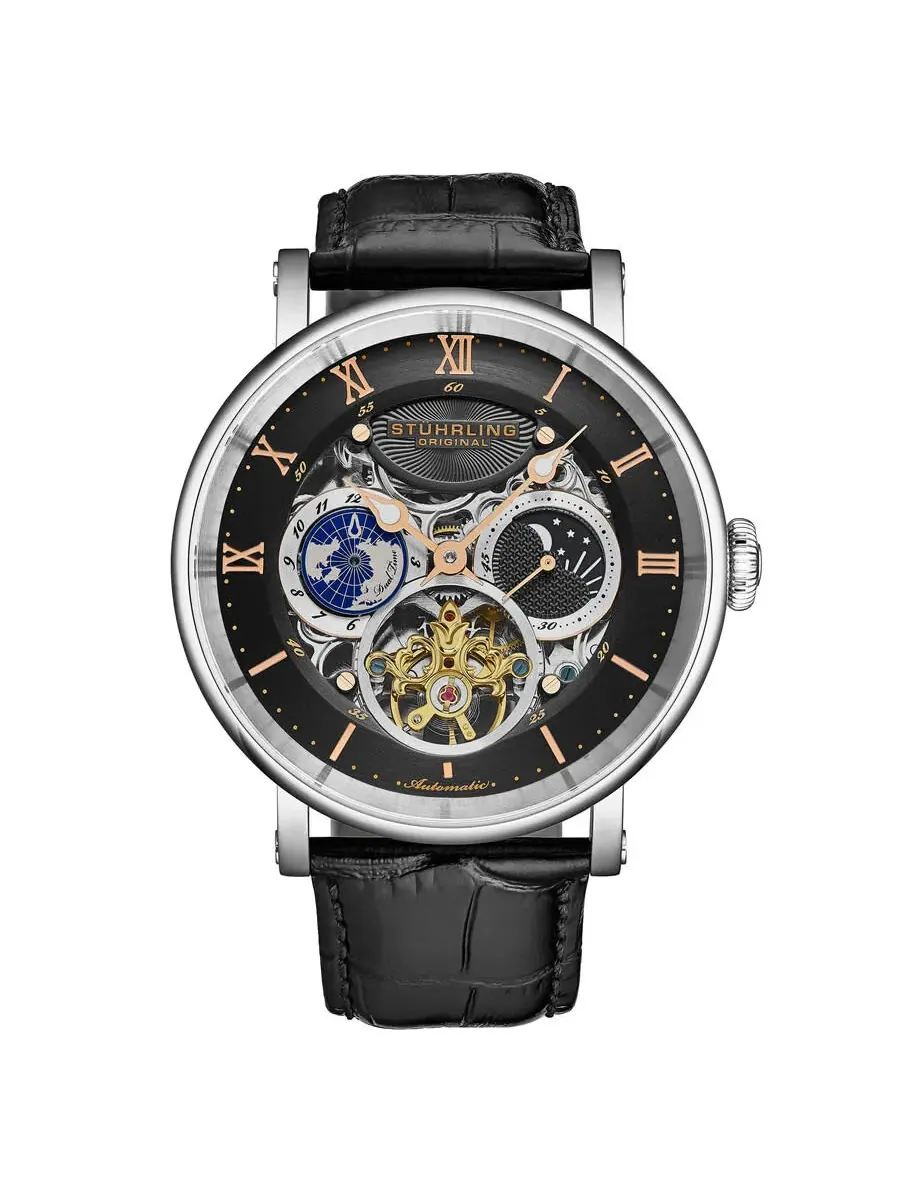 Мужские часы Stuhrling Original Legacy Chronograph Automatic с черным циферблатом M18230