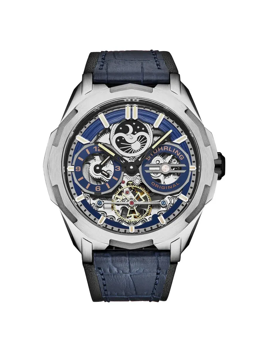 Мужские часы Stuhrling Original Legacy Chronograph Automatic с синим циферблатом M18221