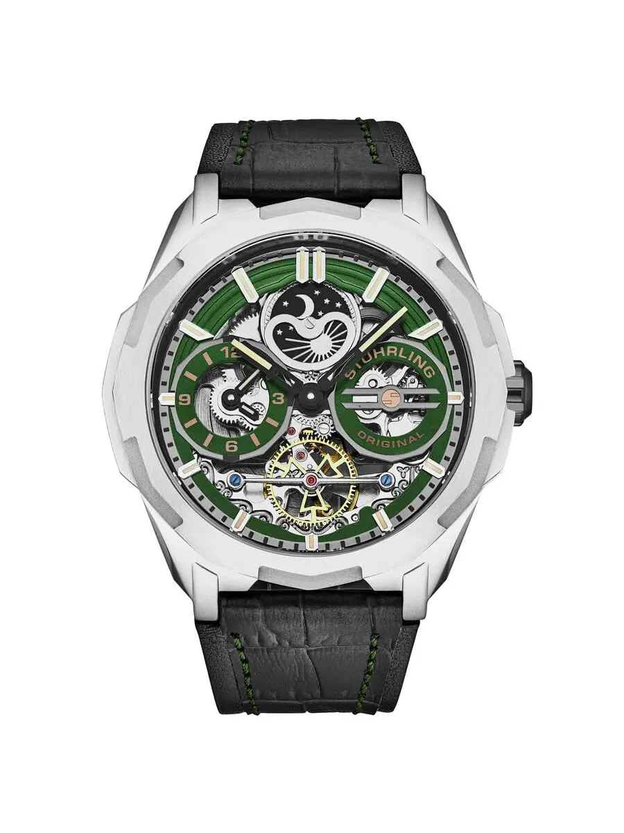 Мужские часы Stuhrling Original Legacy Chronograph Automatic с зеленым циферблатом M18220