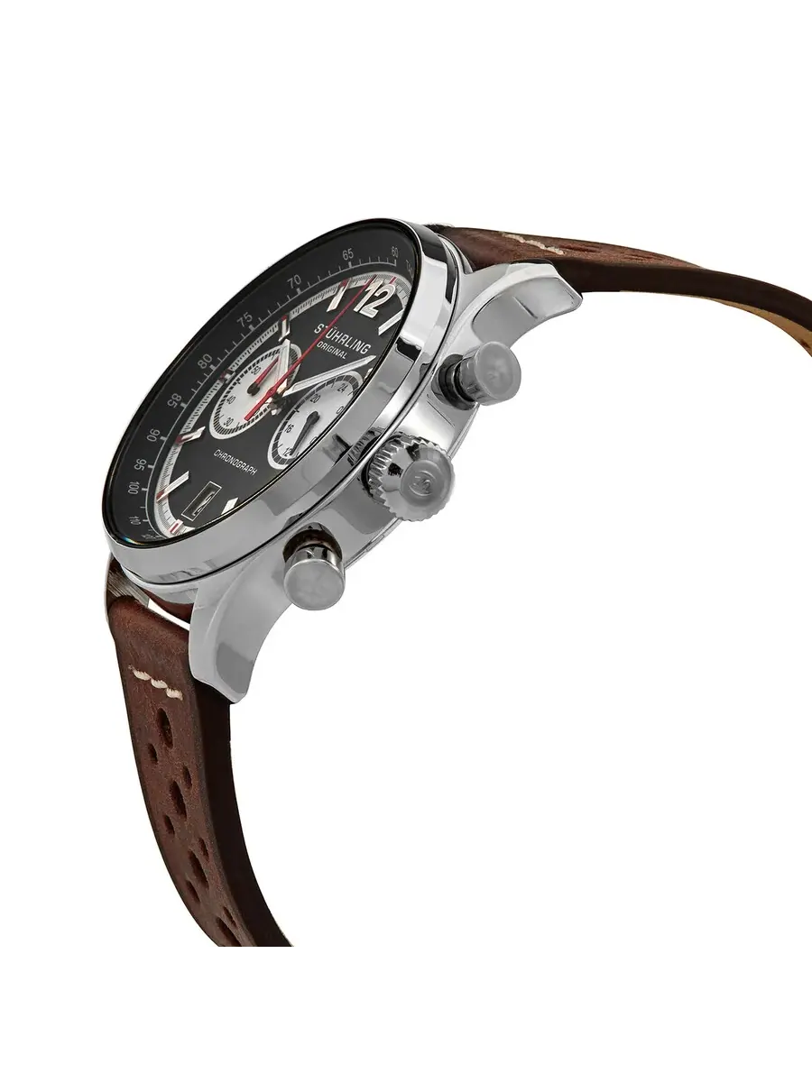 Мужские часы Stuhrling Original Monaco с черным циферблатом, модель M15560 — изображение 2 из 3, оттенок серебряный