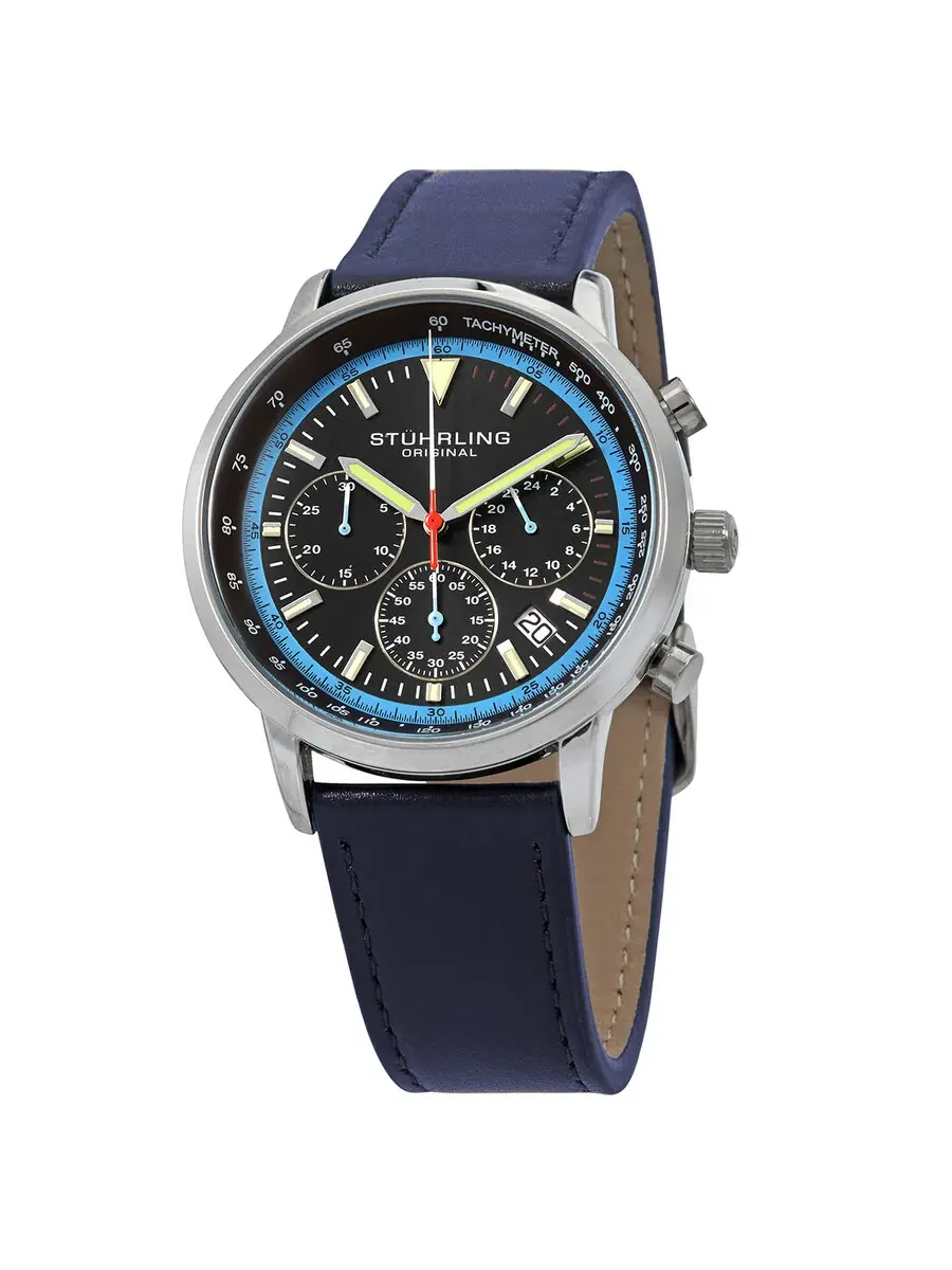 Мужские часы Stuhrling Original Monaco с черным циферблатом M15889