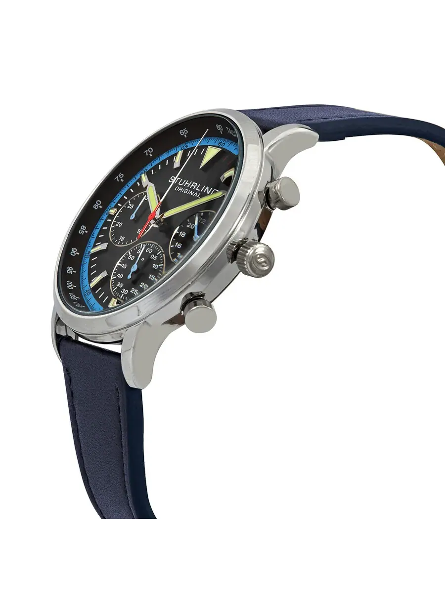 Мужские часы Stuhrling Original Monaco с черным циферблатом M15889 — изображение 2 из 3, оттенок серебряный