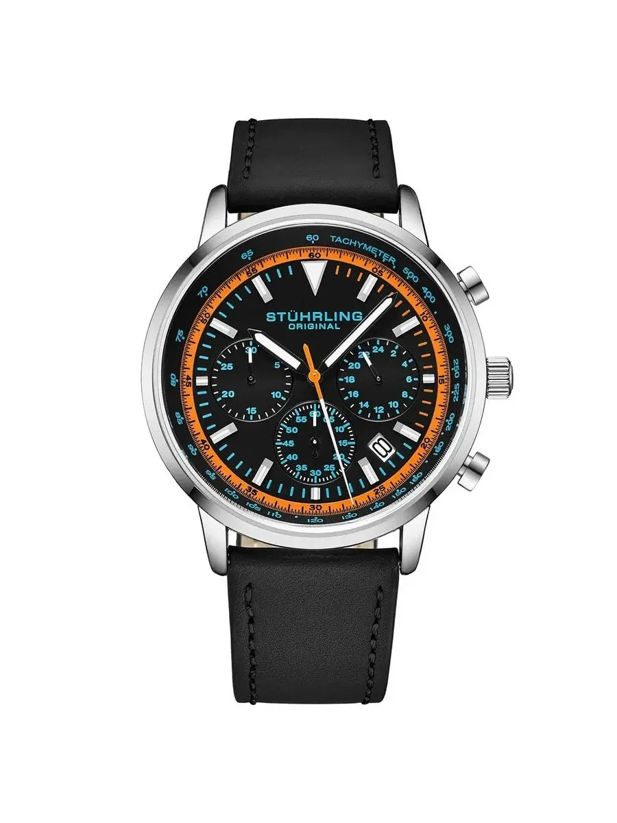 Мужские часы Stuhrling Original Monaco с черным циферблатом M15890