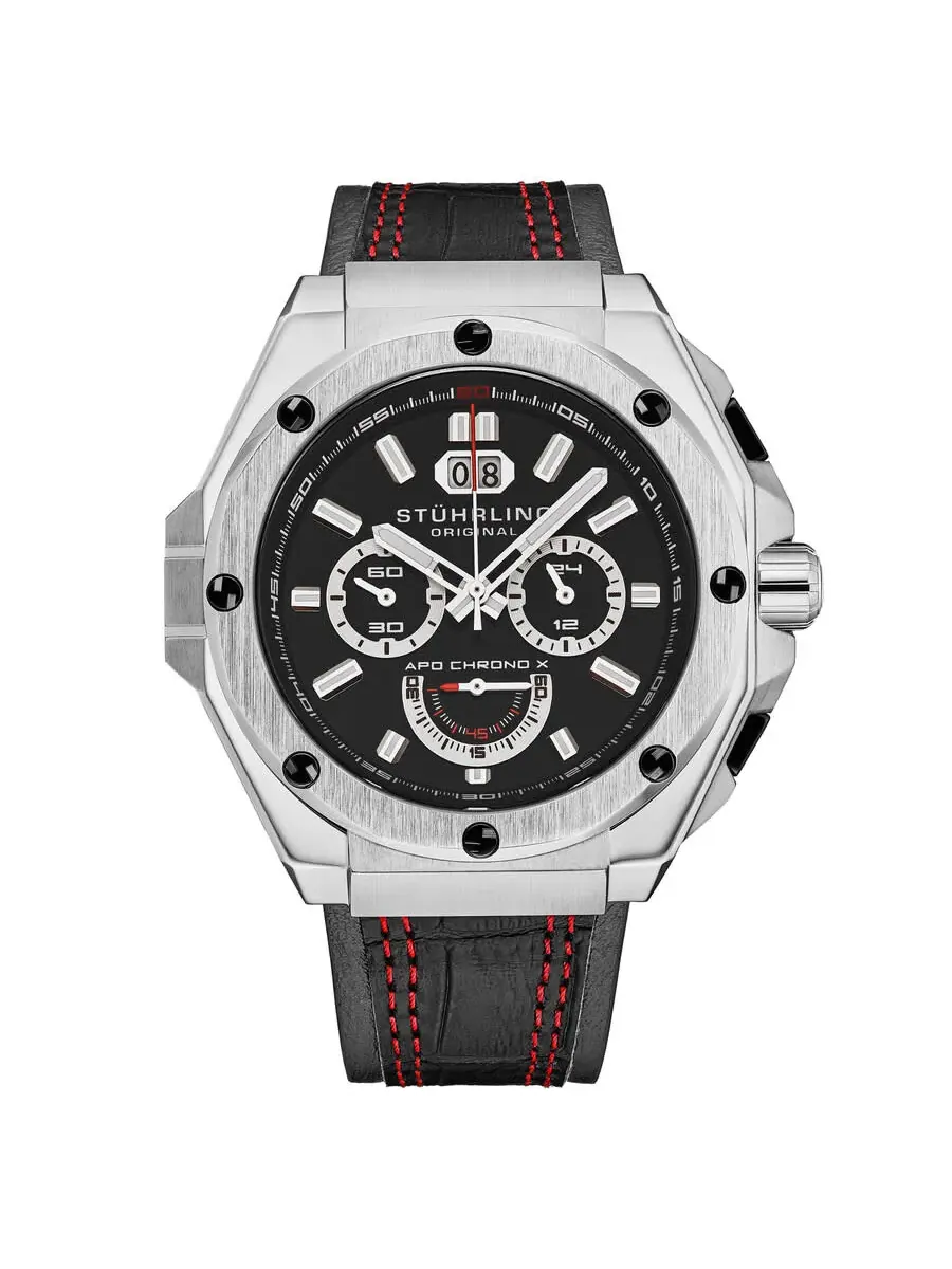 Мужские часы Stuhrling Original Monaco Chronograph Quartz с черным циферблатом M18236