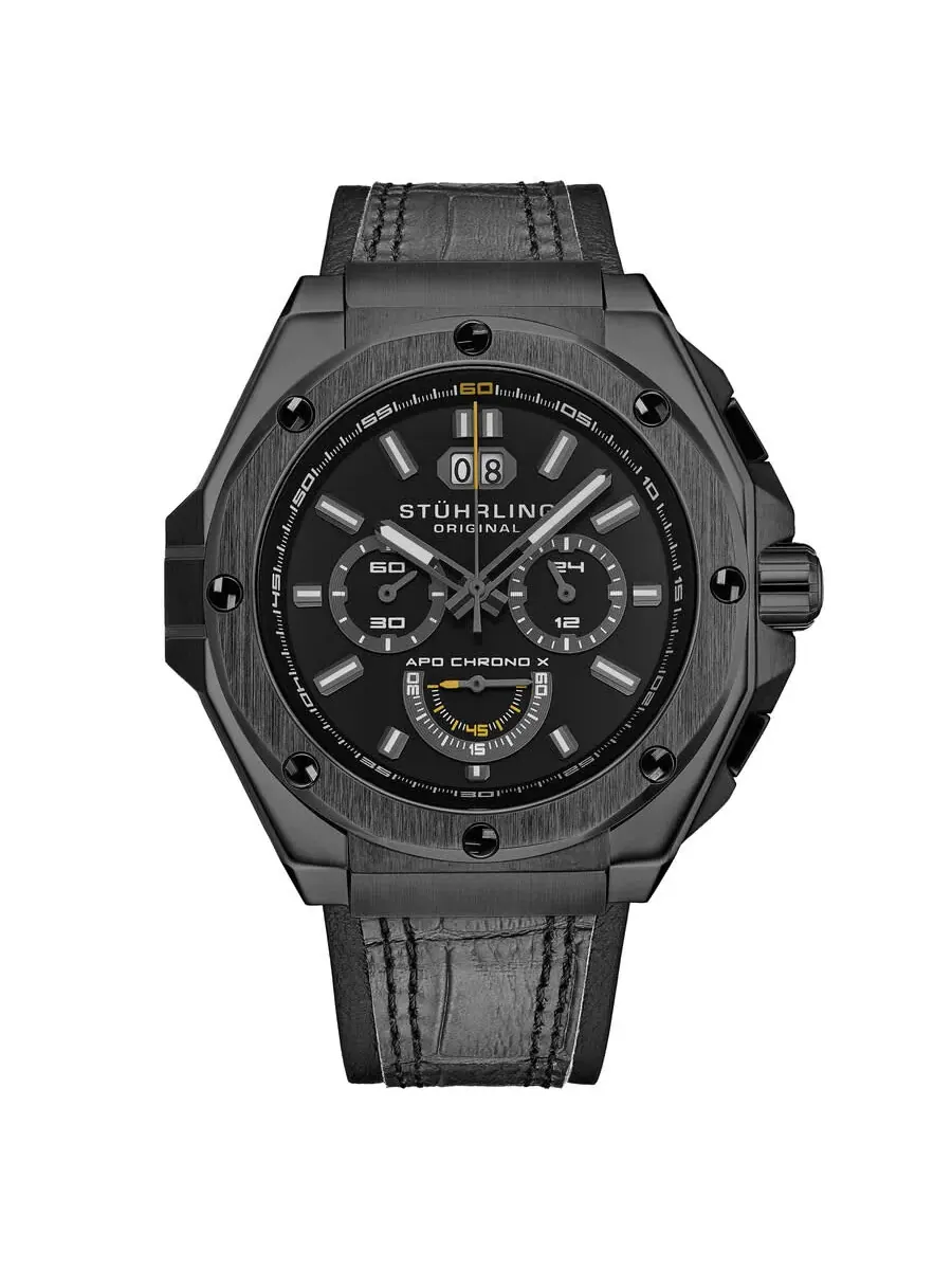 Мужские часы Stuhrling Original Monaco Chronograph Quartz с черным циферблатом M18238