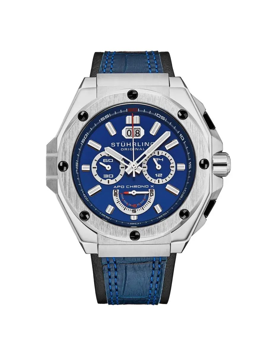 Мужские кварцевые часы Stuhrling Original Monaco Chronograph с синим циферблатом, модель M18237