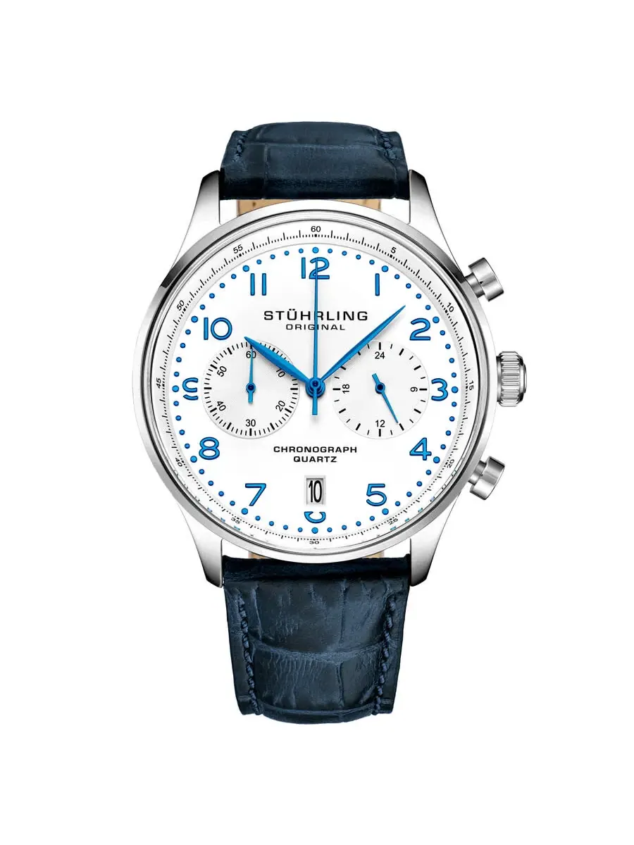 Мужские часы Stuhrling Original Monaco Chronograph Quartz с белым циферблатом M16840