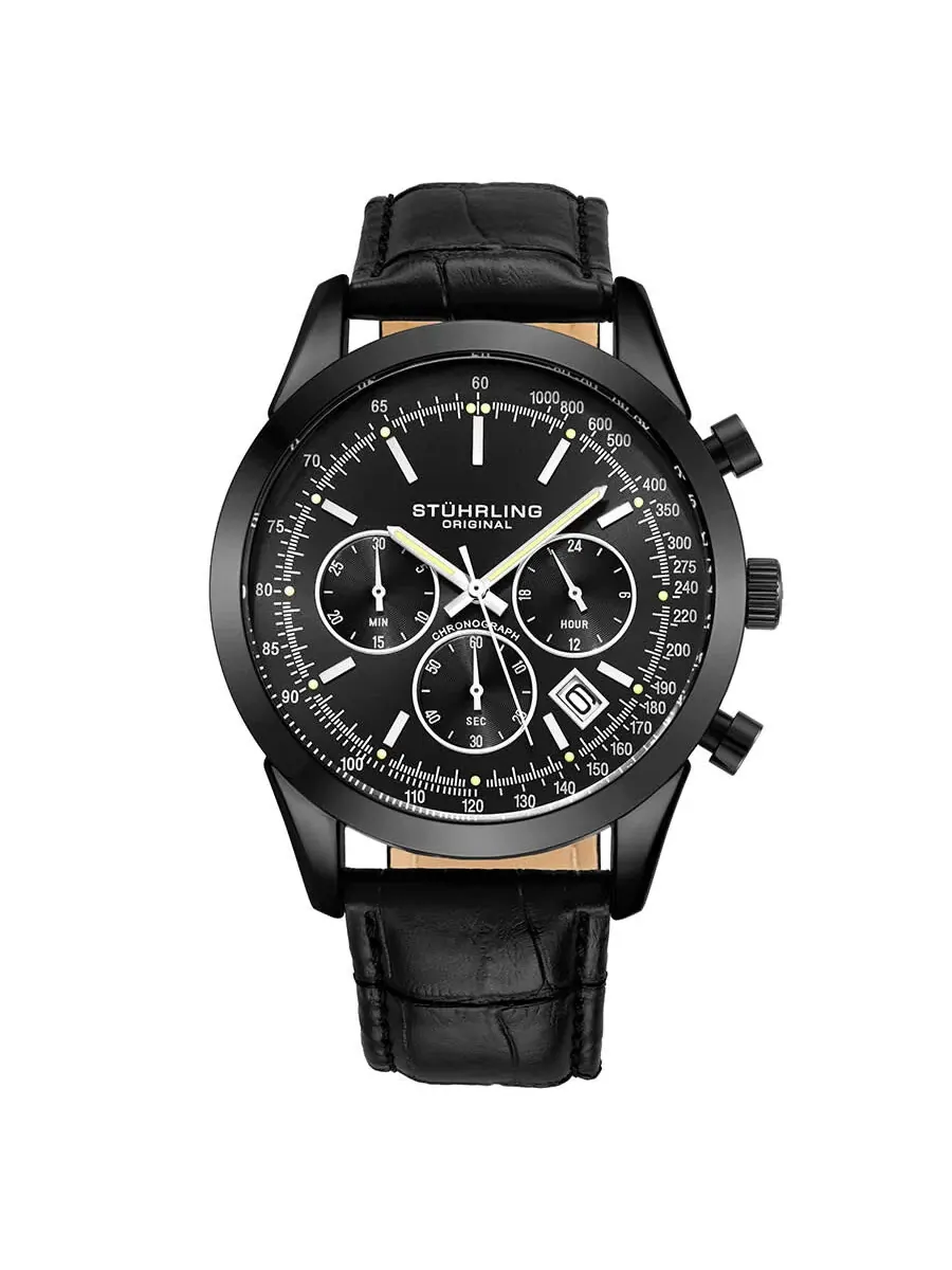 Мужские часы Stuhrling Original Monaco Quartz с черным циферблатом M13651