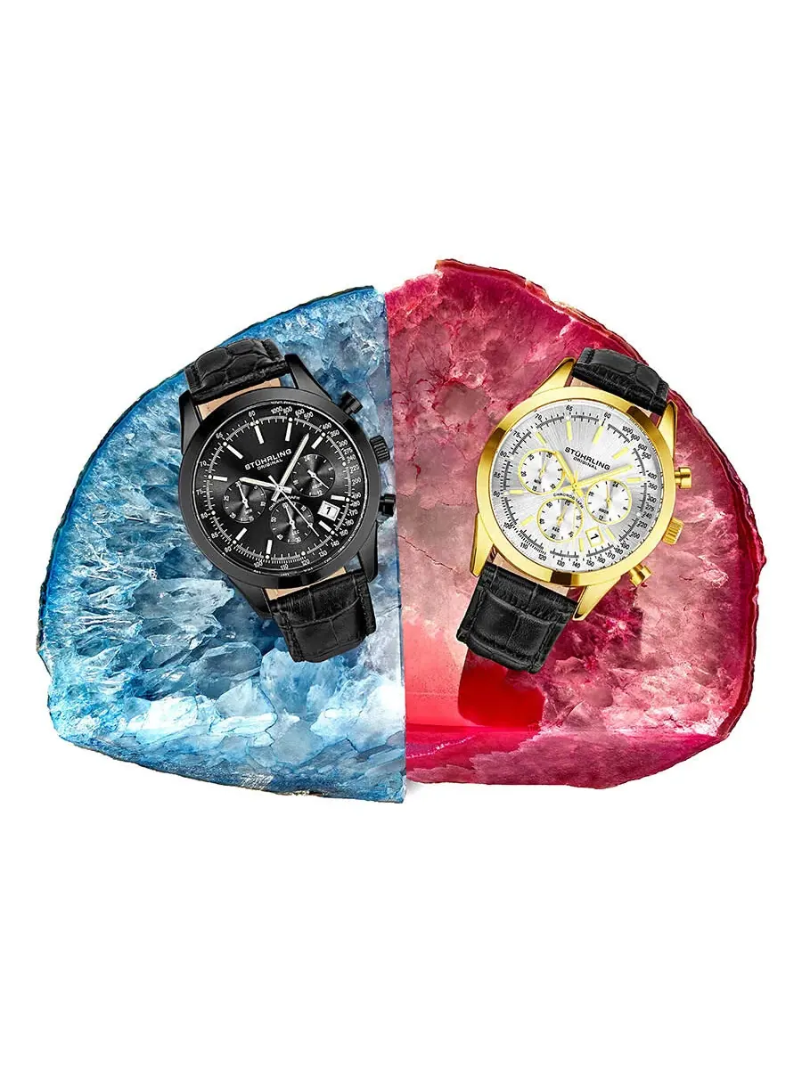 Мужские часы Stuhrling Original Monaco Quartz с черным циферблатом M13651 — изображение 5 из 6, оттенок черный
