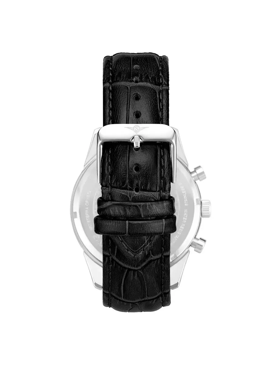 Мужские часы Stuhrling Original Monaco Quartz с черным циферблатом M13659 — изображение 2 из 6, оттенок серебряный