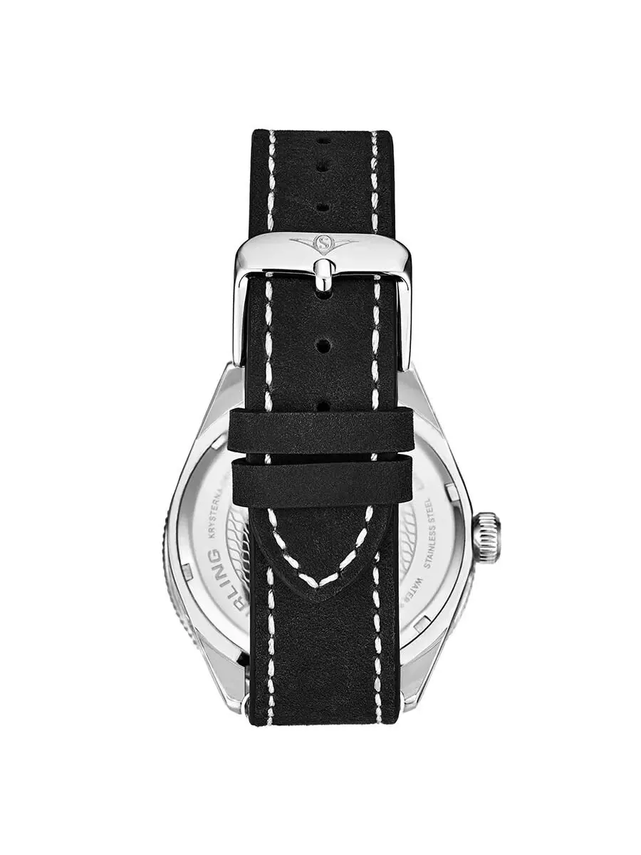 Мужские часы Stuhrling Original Monaco Quartz с черным циферблатом M13669 — изображение 2 из 2, оттенок серебряный