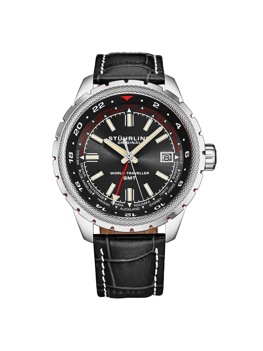 Мужские часы Stuhrling Original Monaco Quartz с черным циферблатом M18224