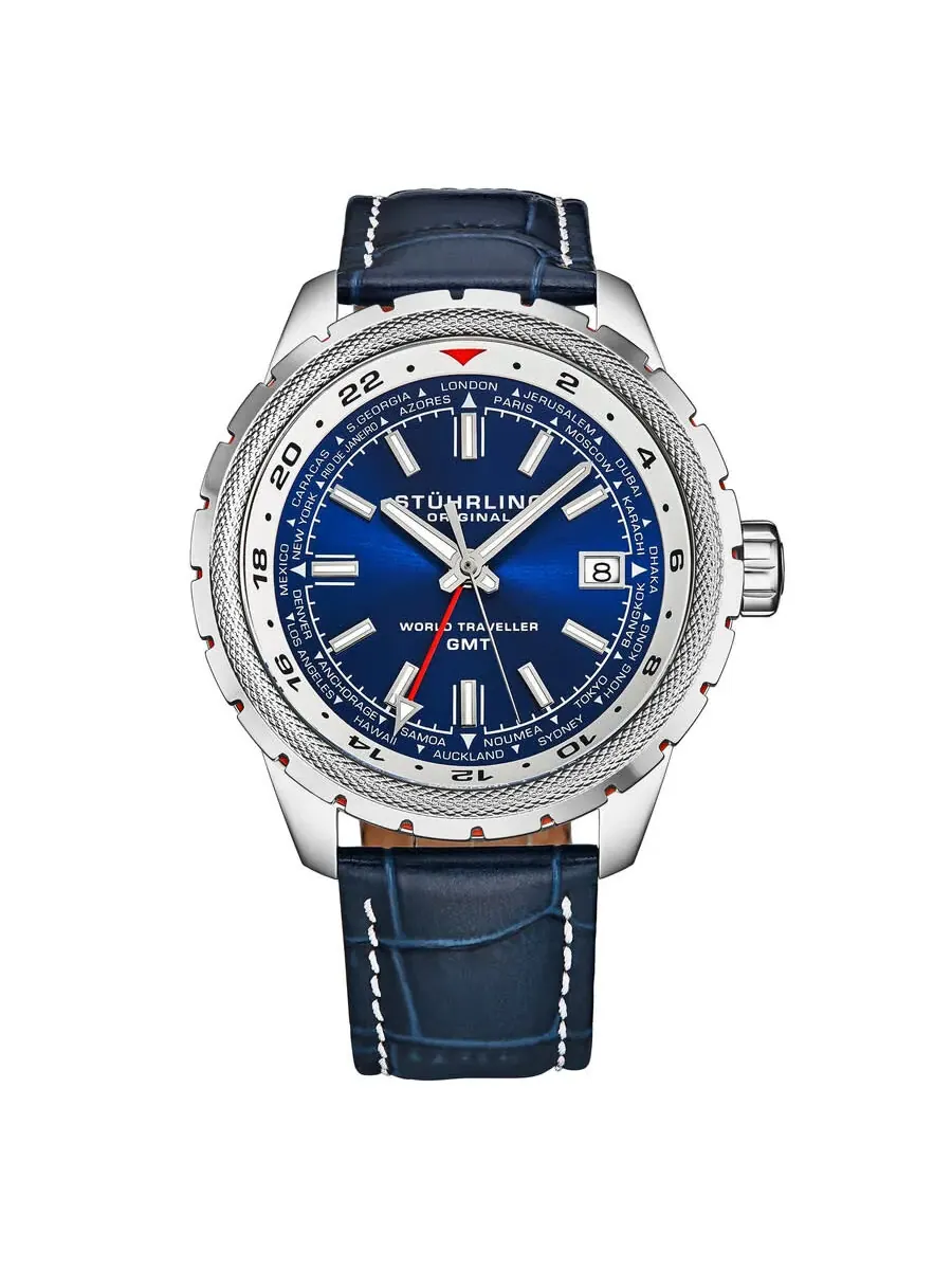 Мужские часы Stuhrling Original Monaco Quartz с синим циферблатом M18225
