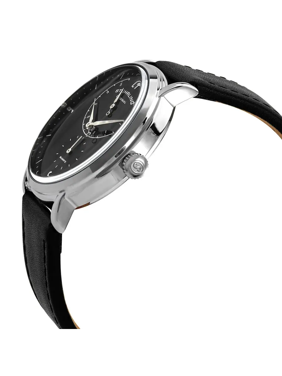 Мужские часы Stuhrling Original Symphony Quartz с черным циферблатом M13663 — изображение 2 из 3, оттенок серебряный