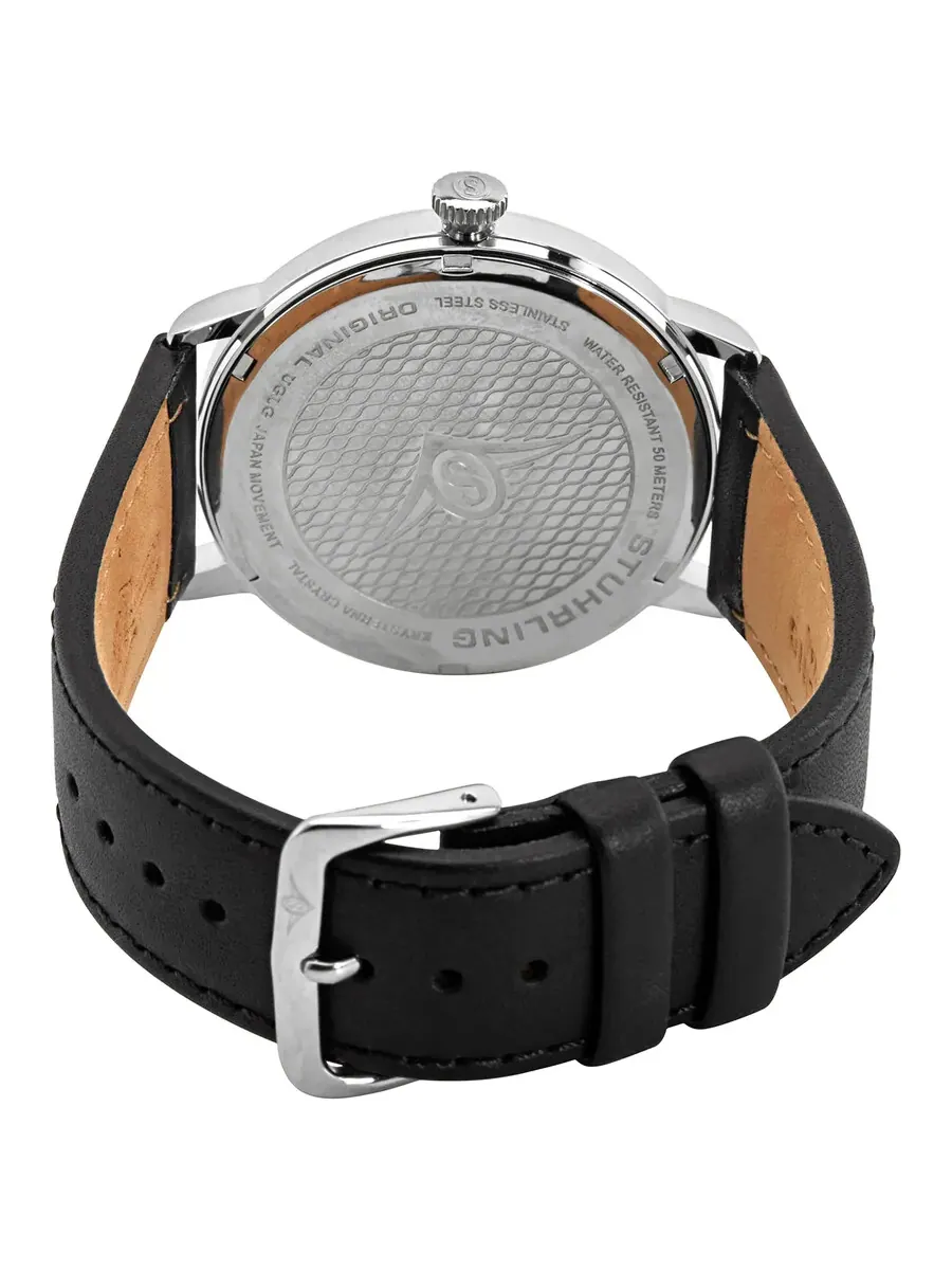 Мужские часы Stuhrling Original Symphony Quartz с черным циферблатом M13663 — изображение 3 из 3, оттенок серебряный