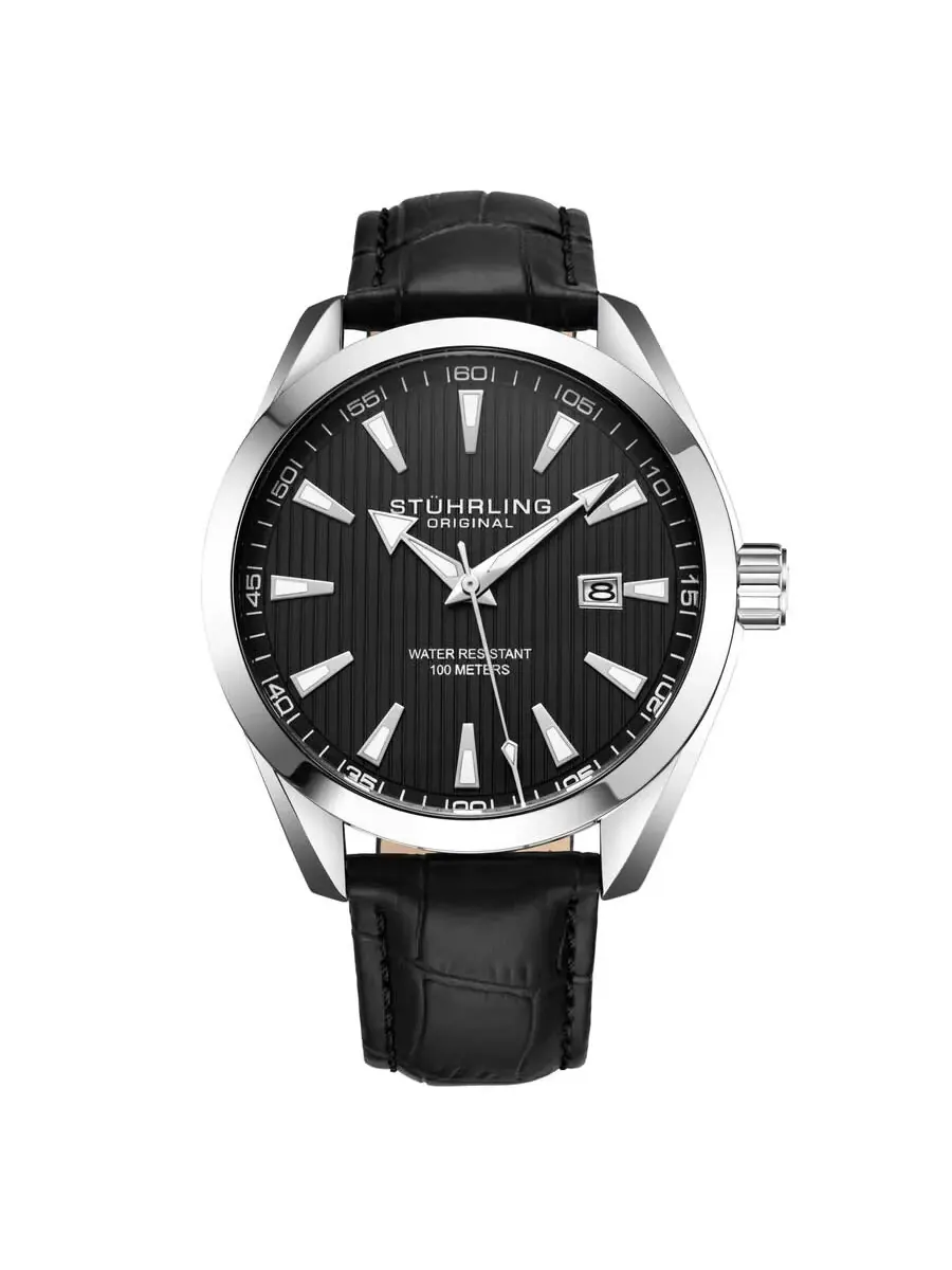 Мужские кварцевые часы Stuhrling Original Symphony с черным циферблатом, модель M16741