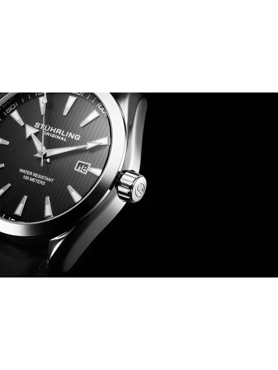 Мужские кварцевые часы Stuhrling Original Symphony с черным циферблатом, модель M16741 — изображение 3 из 4