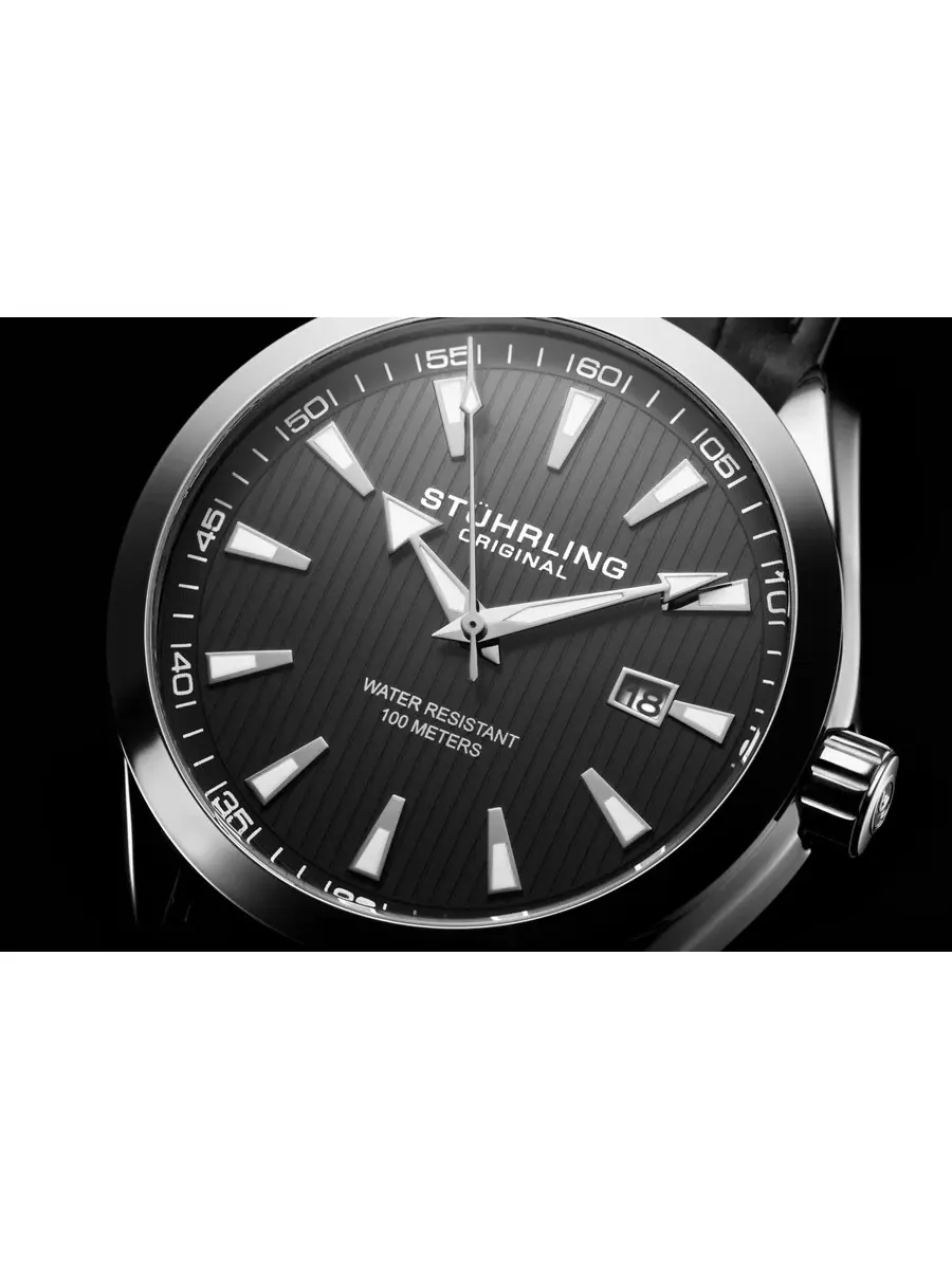 Мужские кварцевые часы Stuhrling Original Symphony с черным циферблатом, модель M16741 — изображение 4 из 4