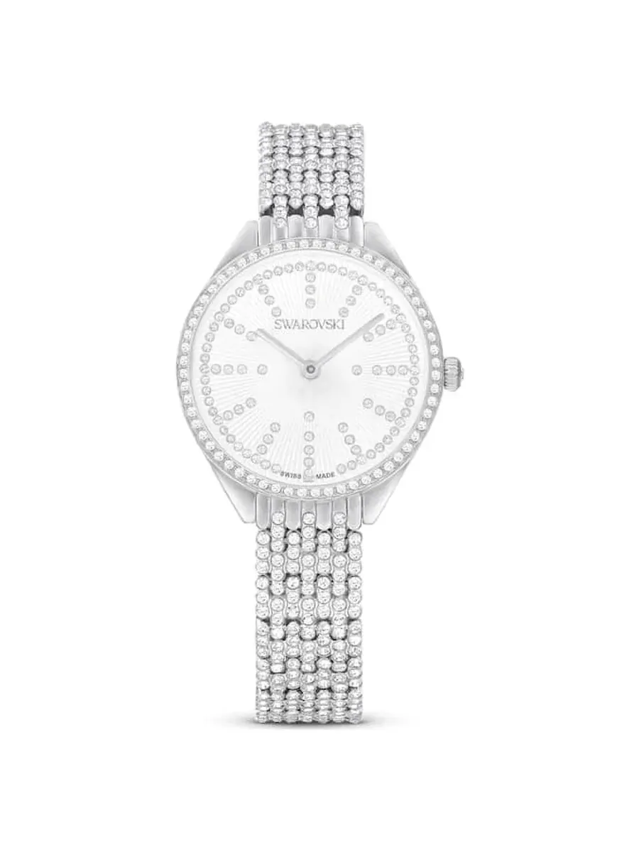 Женские часы Swarovski Attract с кварцевым механизмом, серебристым циферблатом, модель 5644062 — серебристый